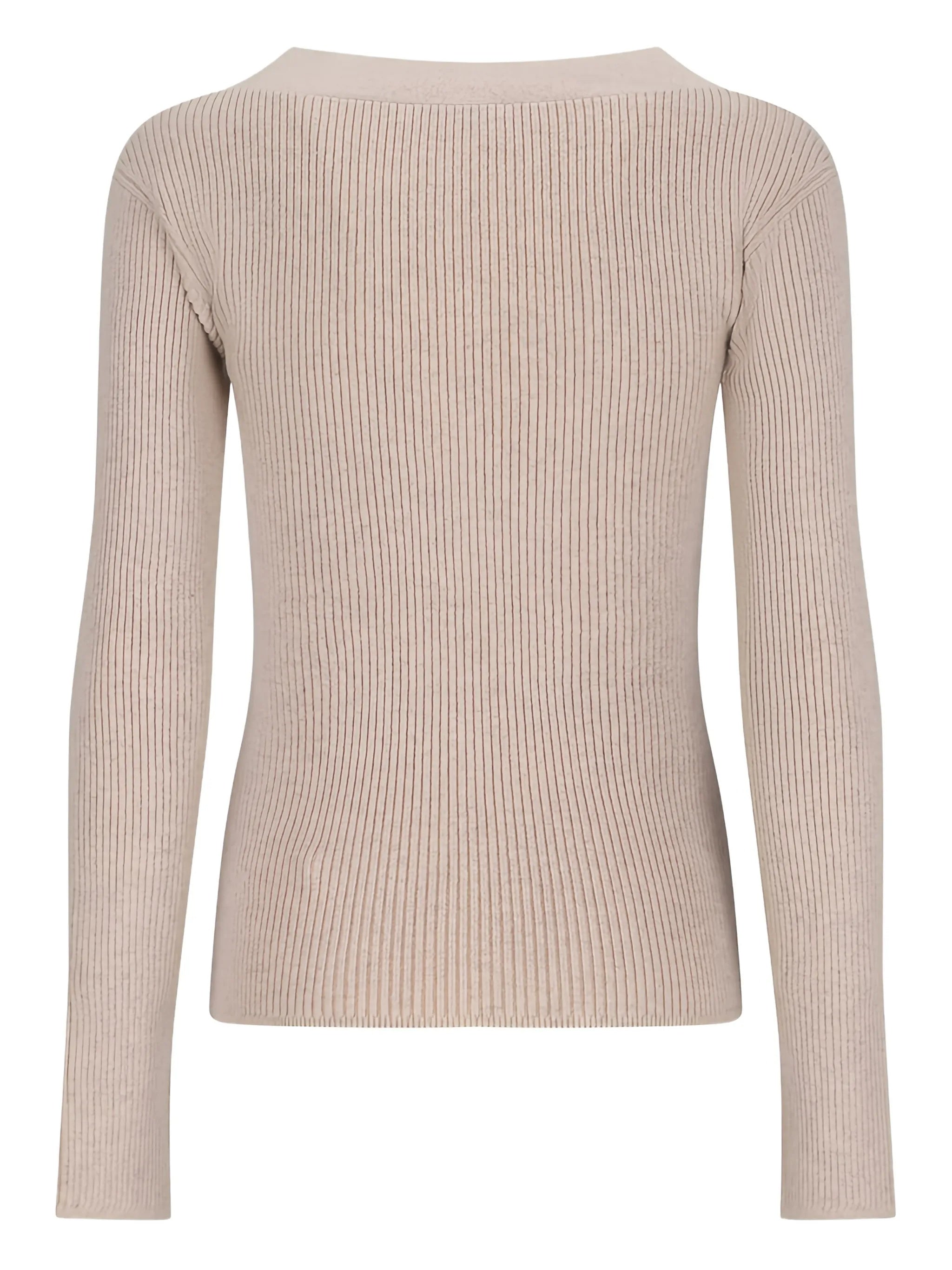 Beige Gioiosa Ribbed Knit Button Cardigan