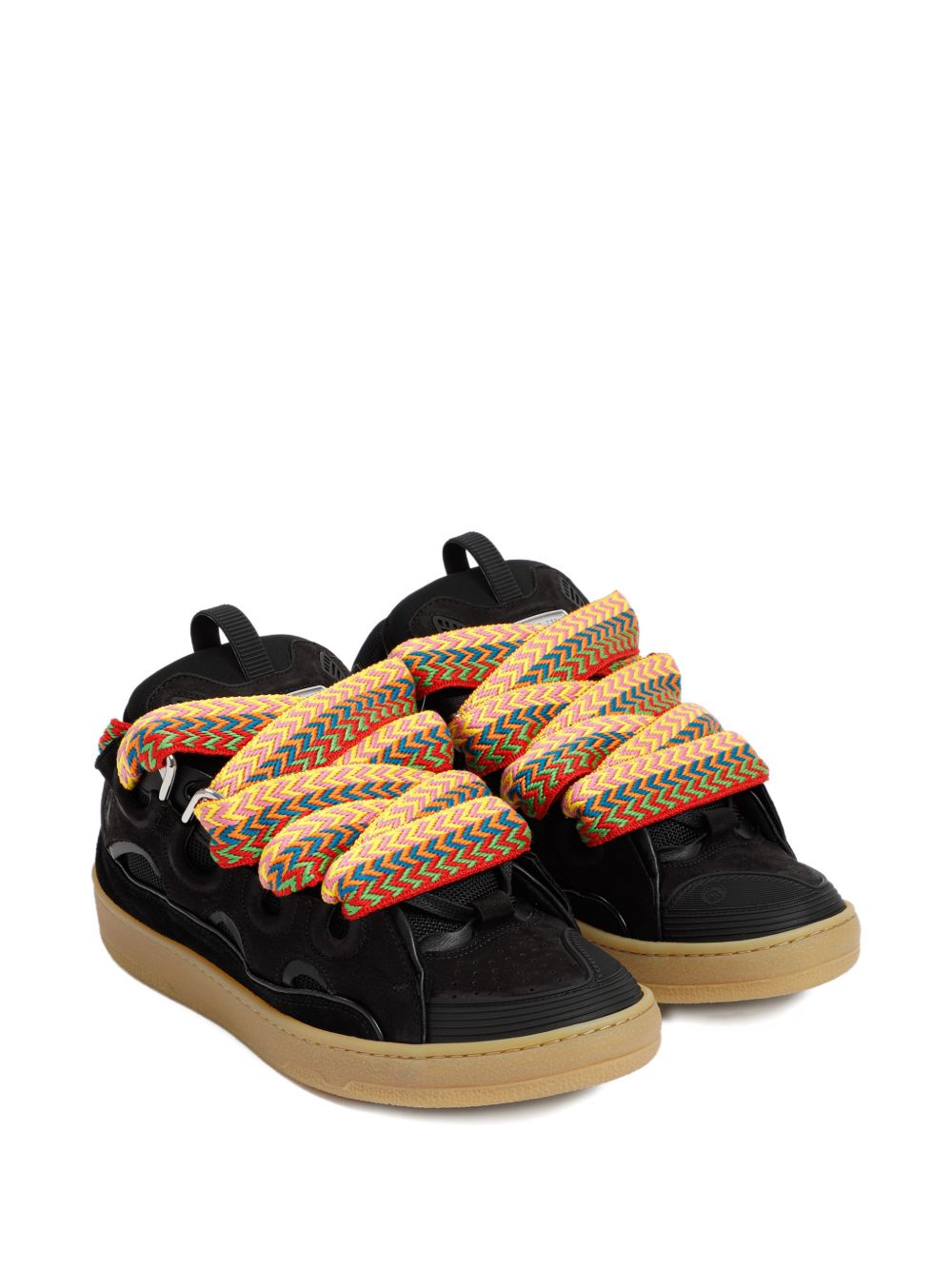 Round Toe Sneakers with Oversized Patterned Laces