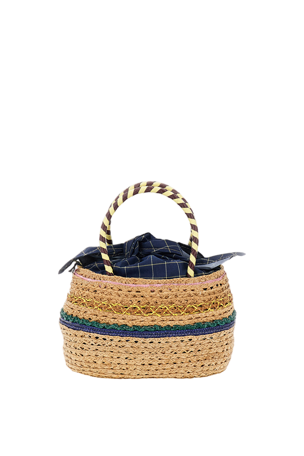 Woven Straw Handbag with Circular Handles