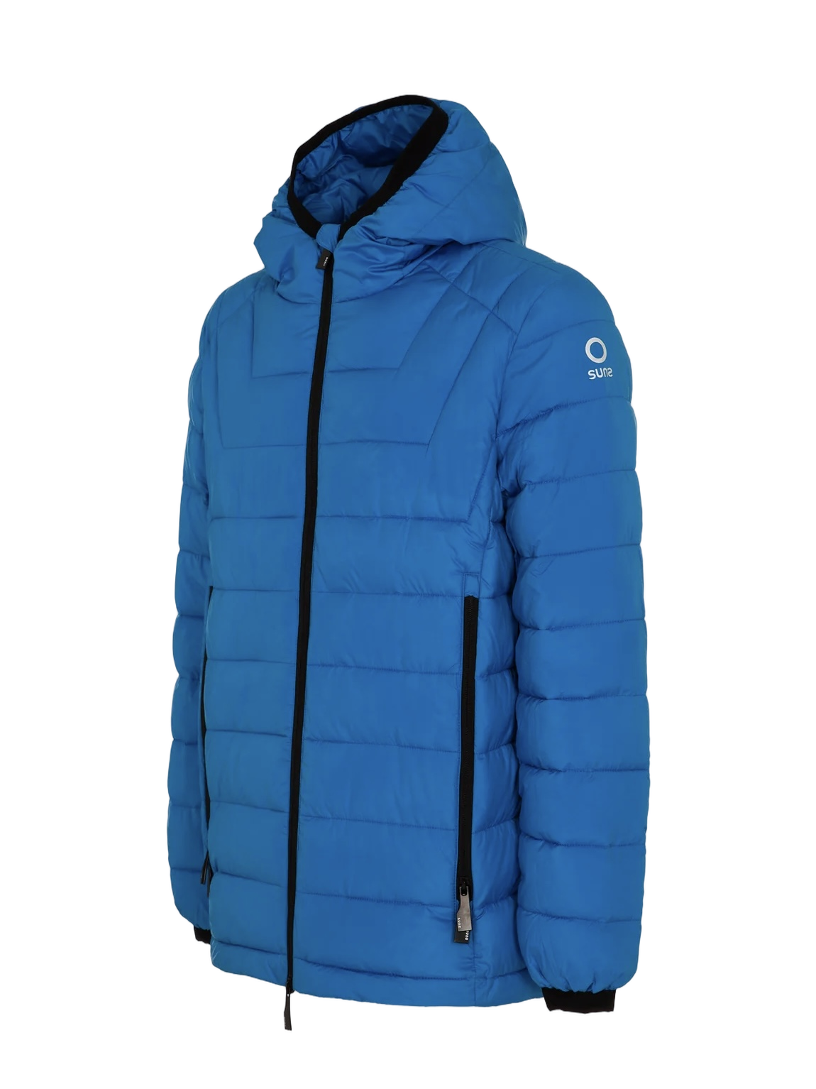 Quilted Blue Puffer Jacket with Adjustable Hood
