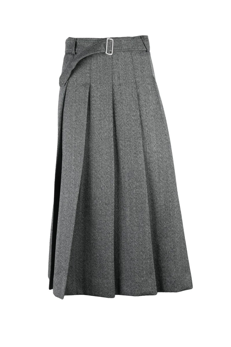 Midi Pleated Skirt - Grey