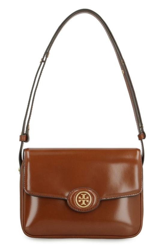 Polished Brown Cowhide Leather Shoulder Bag