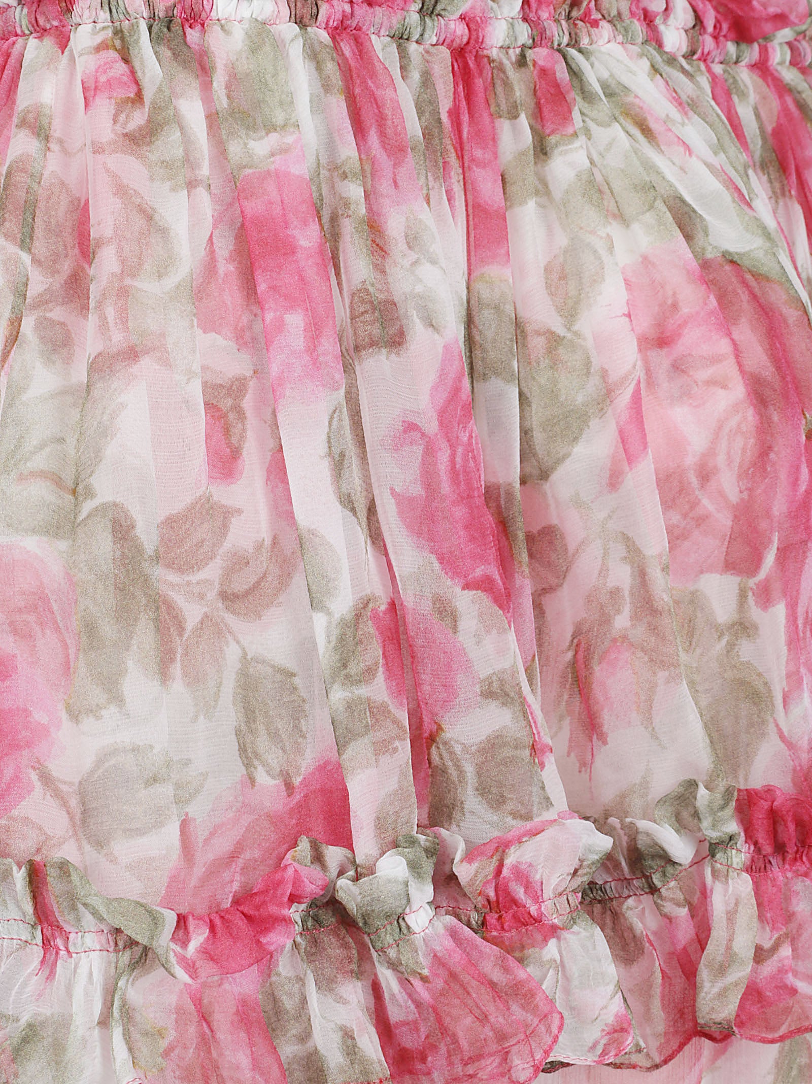 Off-Shoulder Silk Muslin Blouse with Ruffled Trim