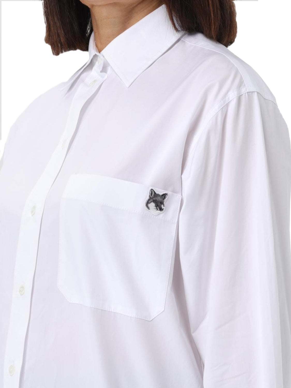 Classic White Button-Up Shirt With Oversized Sleeves