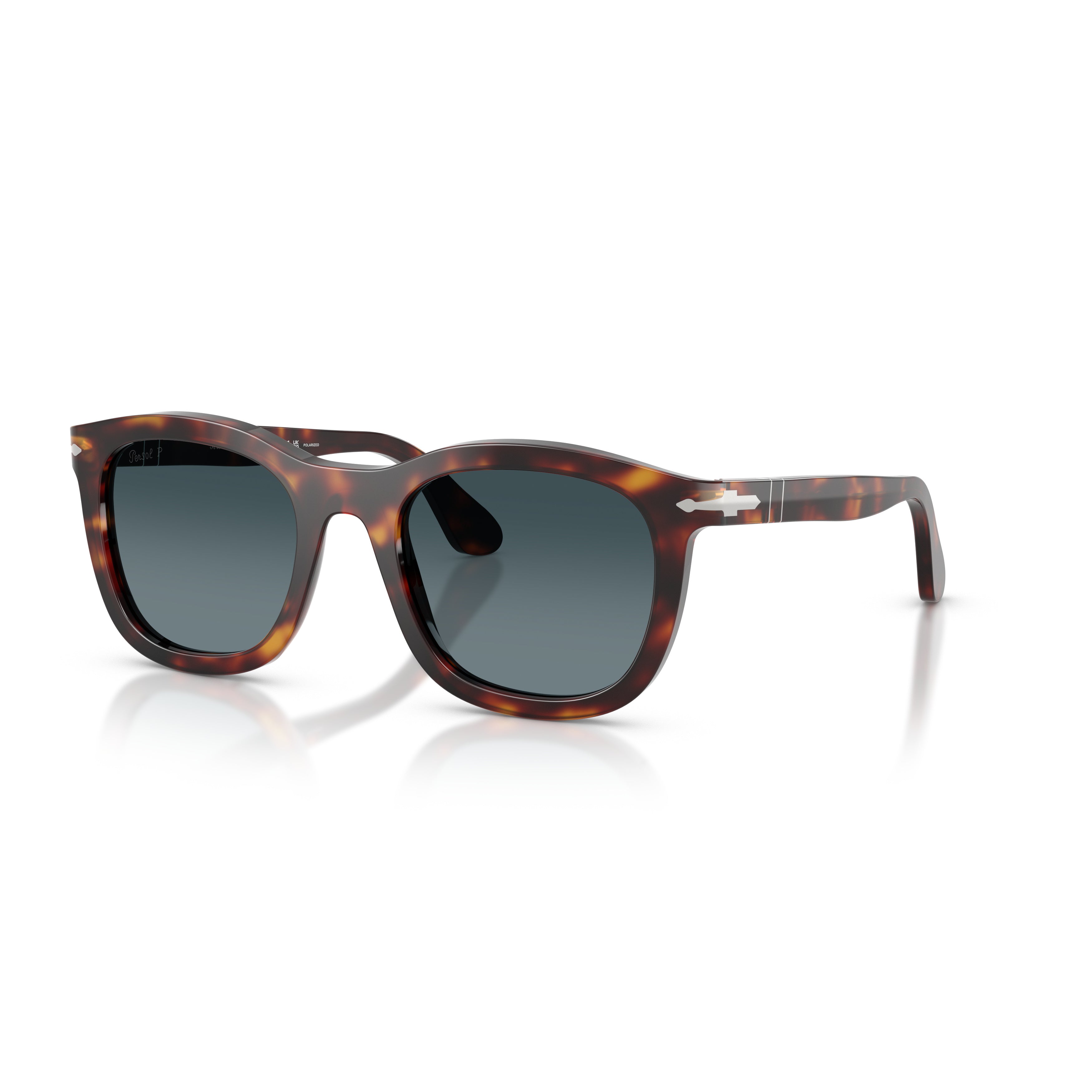 0po3395s Tortoiseshell Square Frame Sunglasses with Refined Metallic Detail