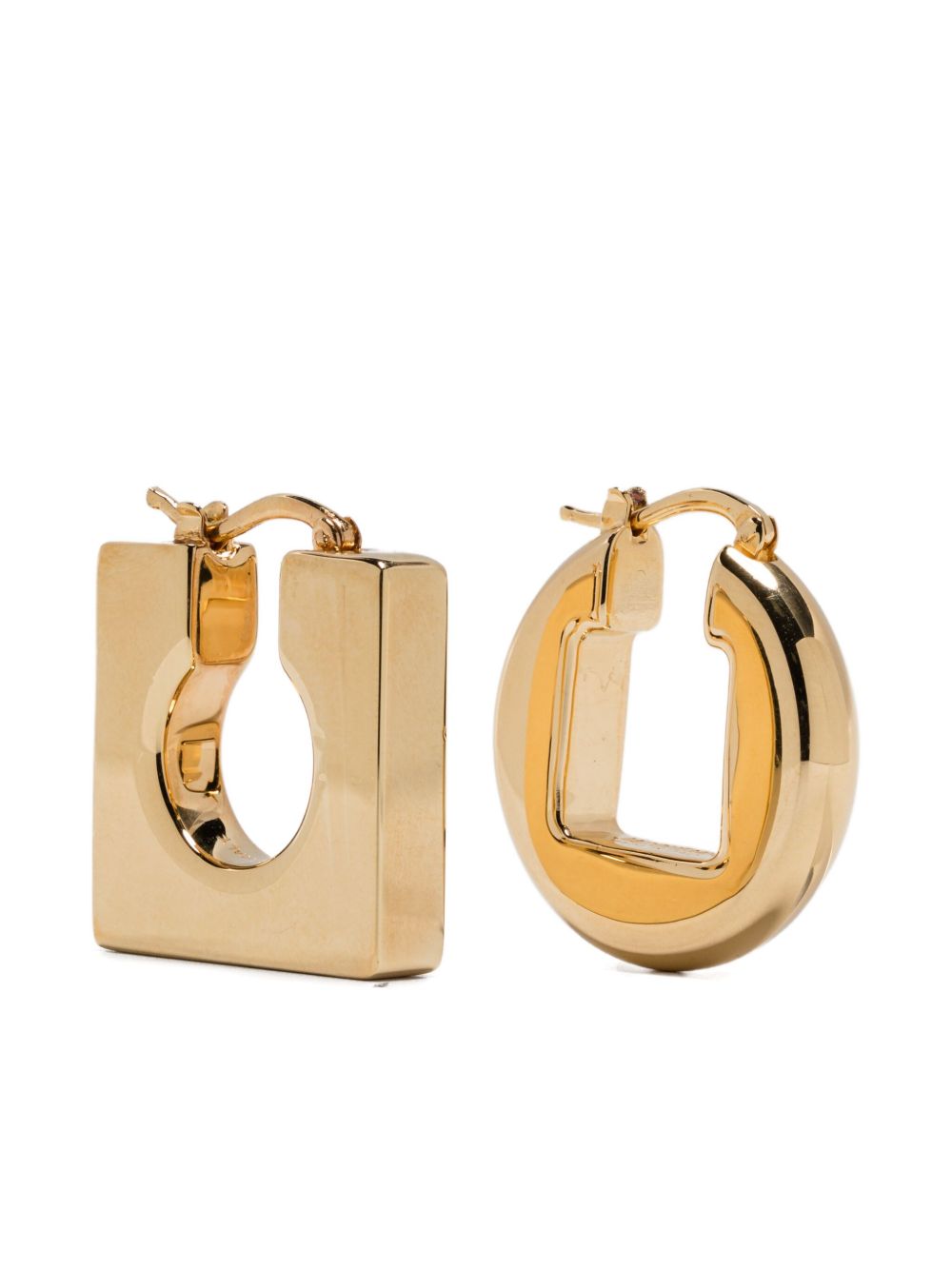 Asymmetrical Gold-Plated Hoop Earrings