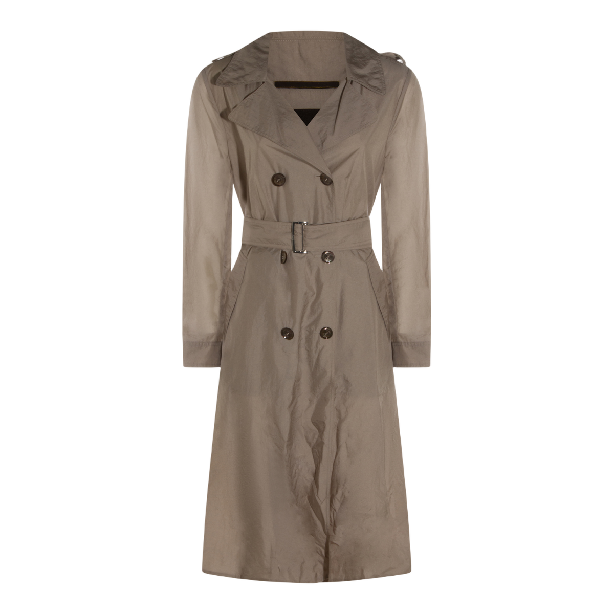 Knee-Length Trench Coat with Double-Breasted Front