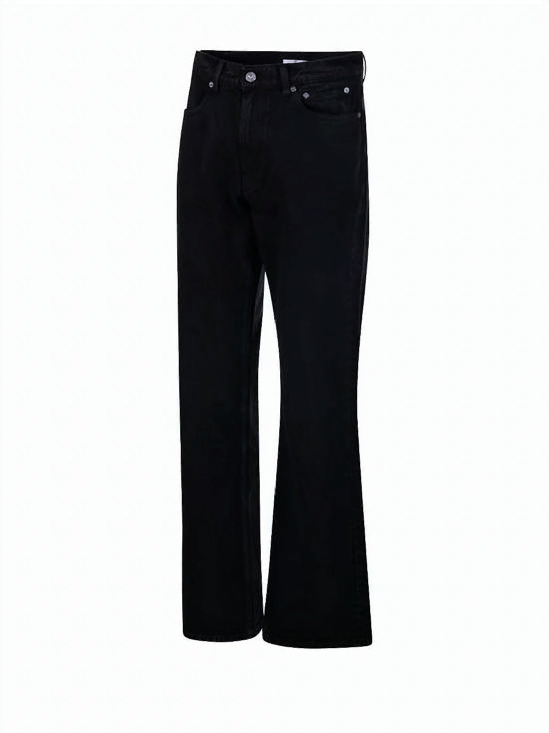 Slightly Flared Black Denim Pants with Five-Pocket Design