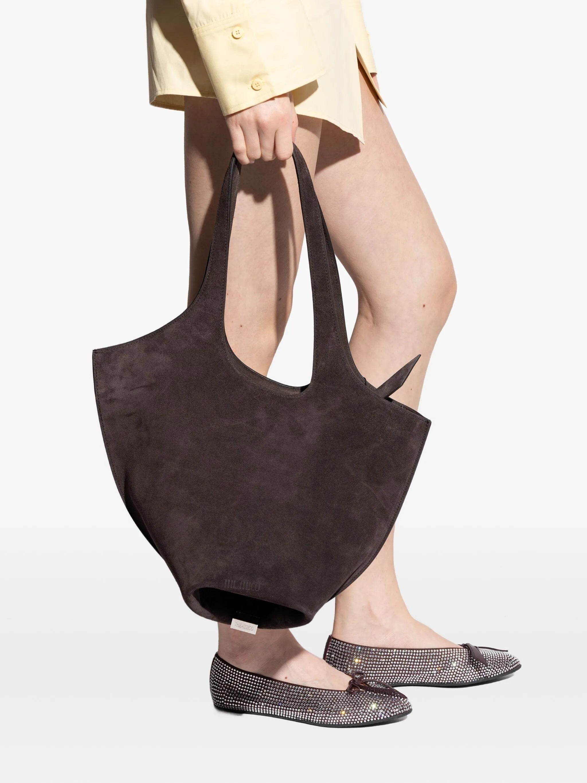 Brown La Scoop Medium Suede Shoulder Bag