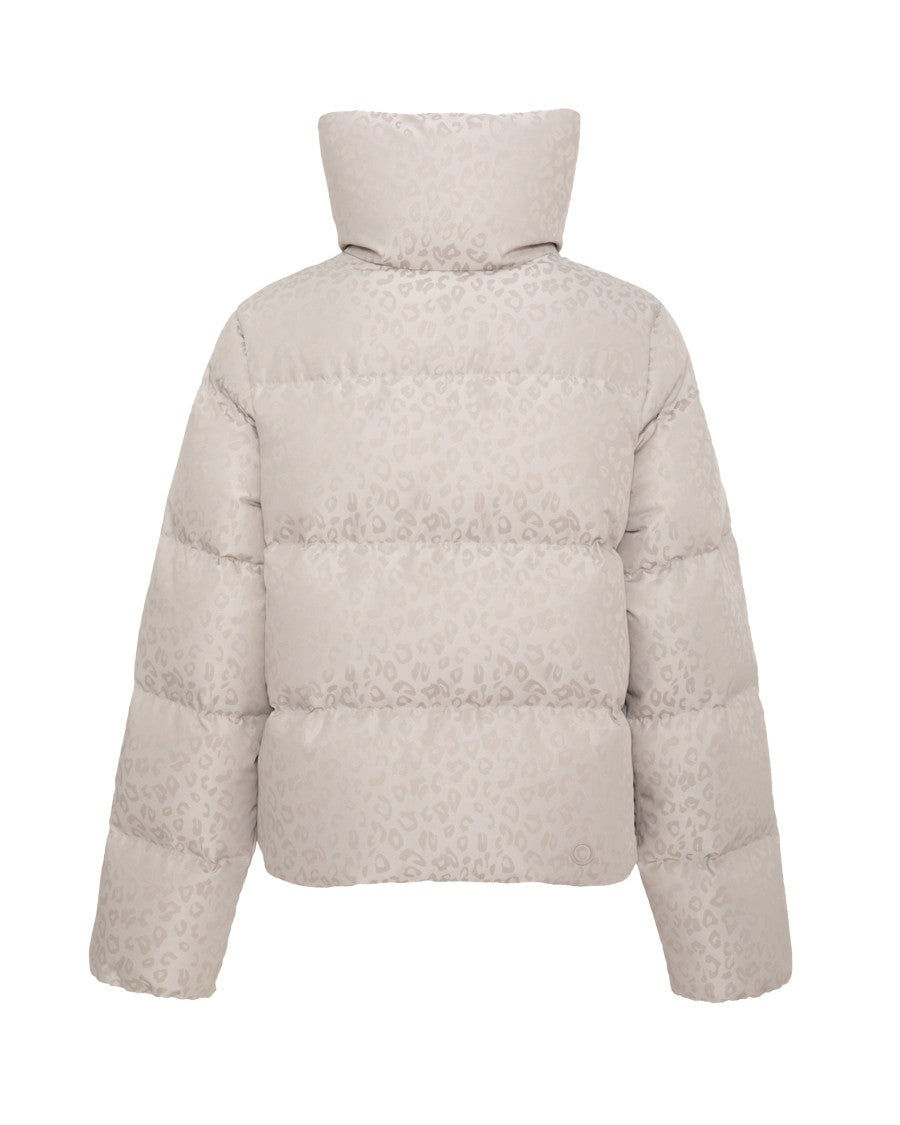 Cropped Puffer Jacket With All-Over Animal Print