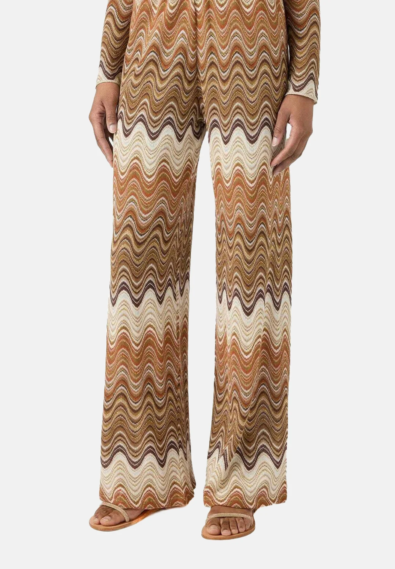 Wavy Multicolored Patterned Wide-Leg Pants