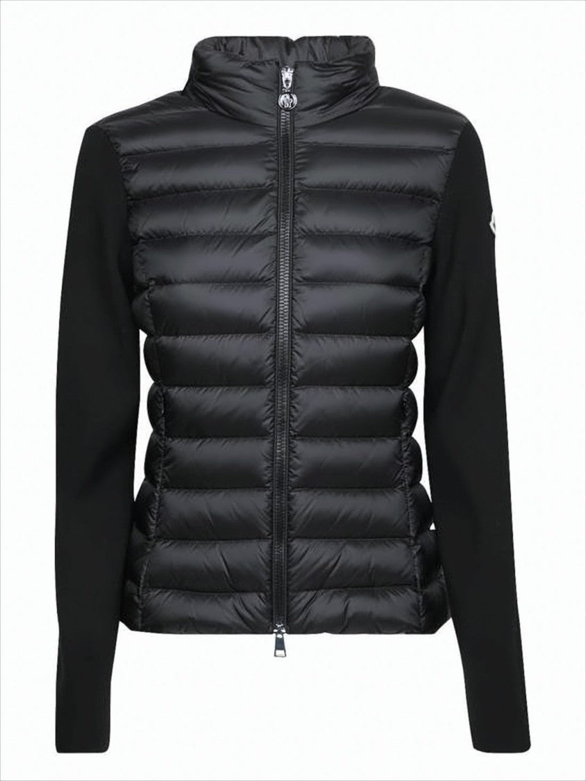 Quilted Padded Jacket With Contrasting Knit Sleeves