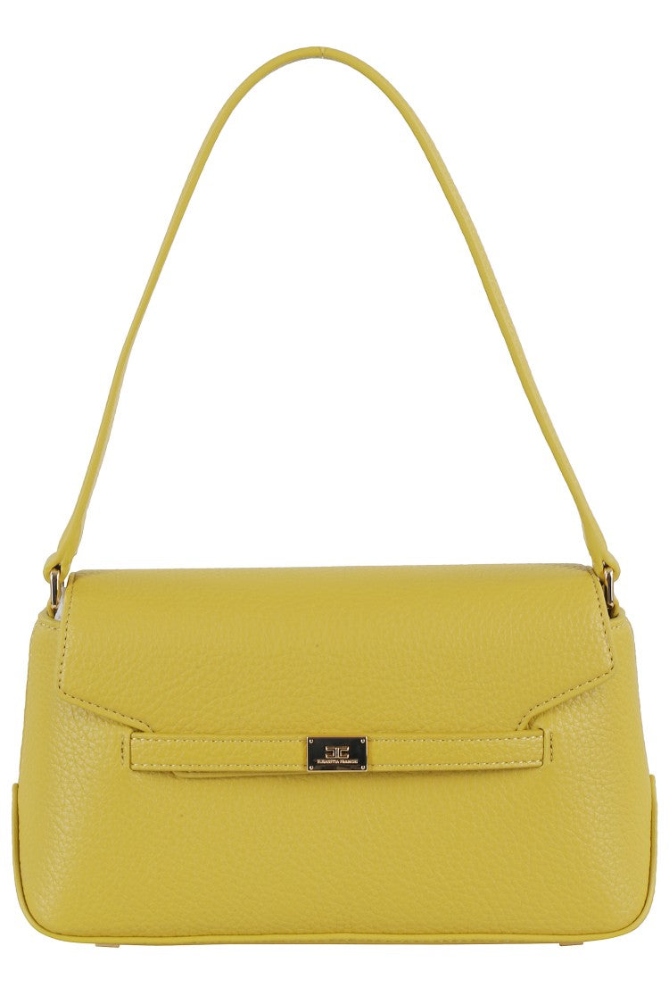 Textured Finish Shoulder Bag With Logo-Embellished Strap
