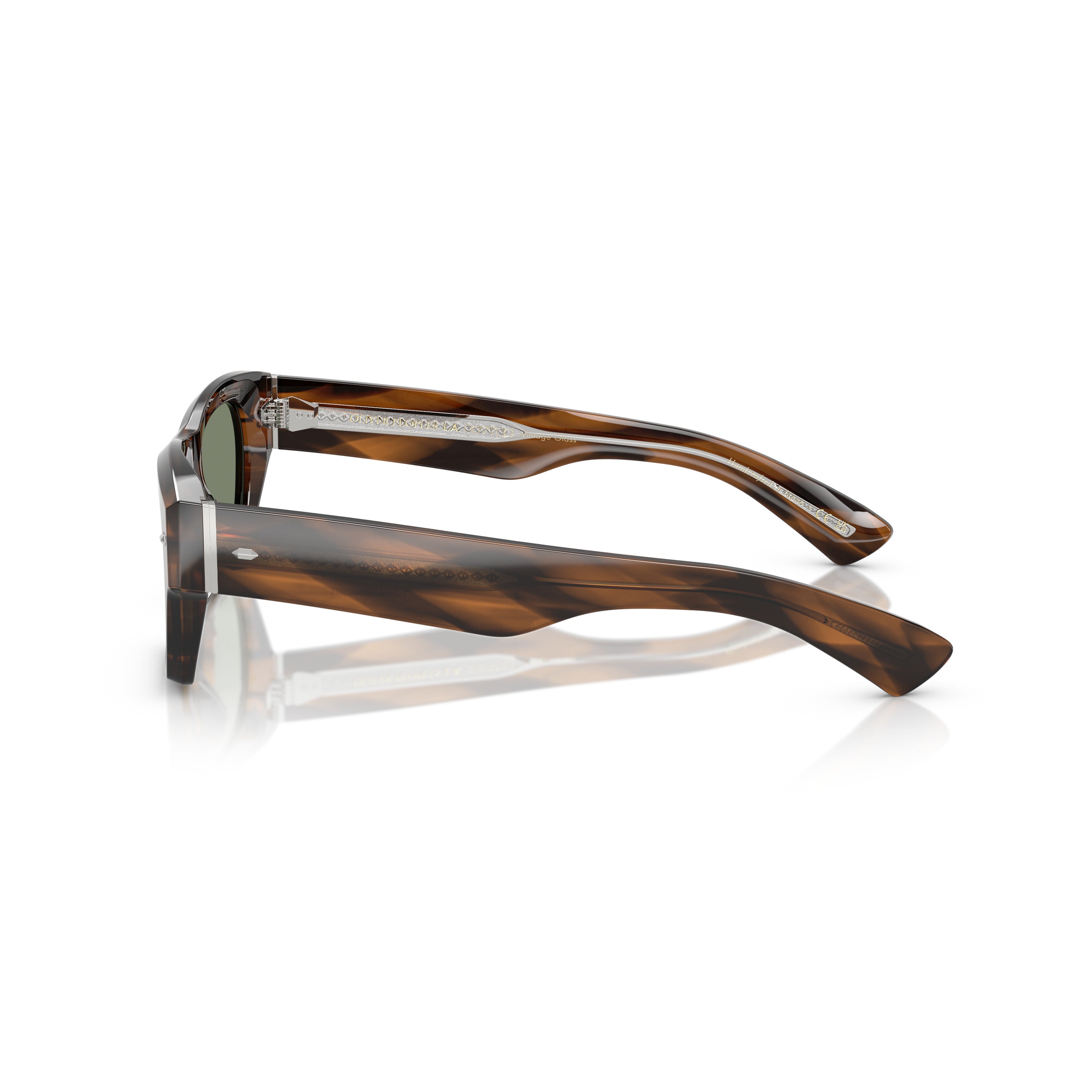 0ov5514su Rectangular Tortoiseshell Acetate Sunglasses with Silver Accents