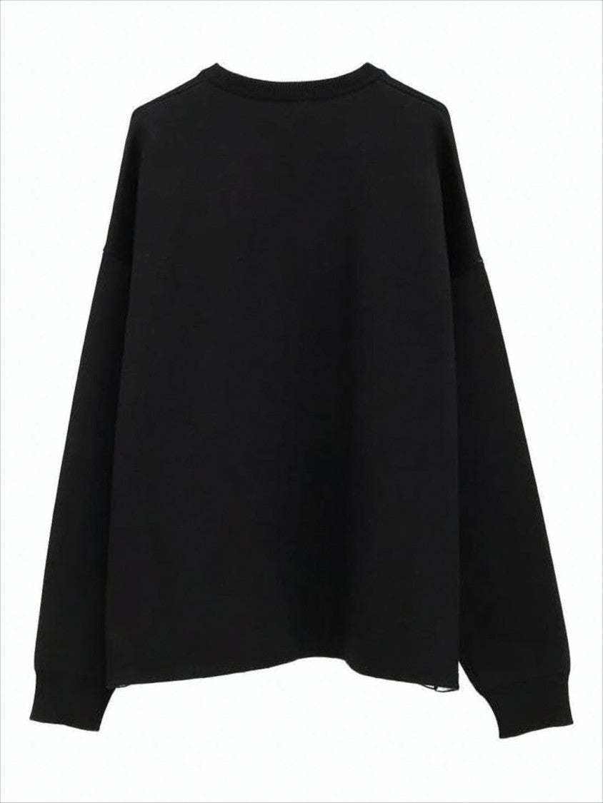 Relaxed-Fit Sweater With Embroidered Square Patch Pocket