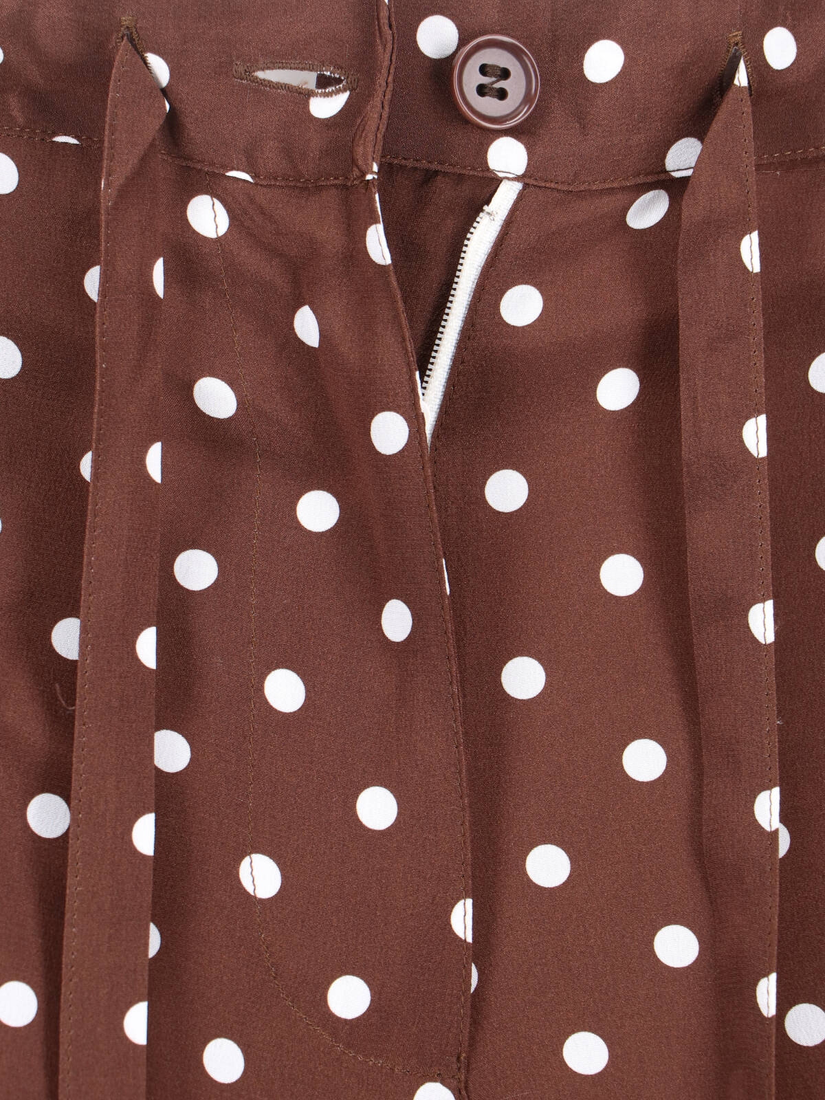 Polka Dot Silk Pants With Bow Detail