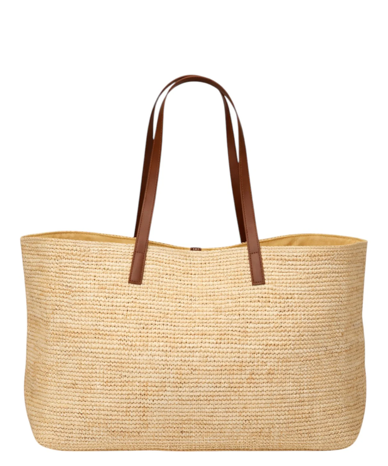 Woven Tote Bag with Leather Handles