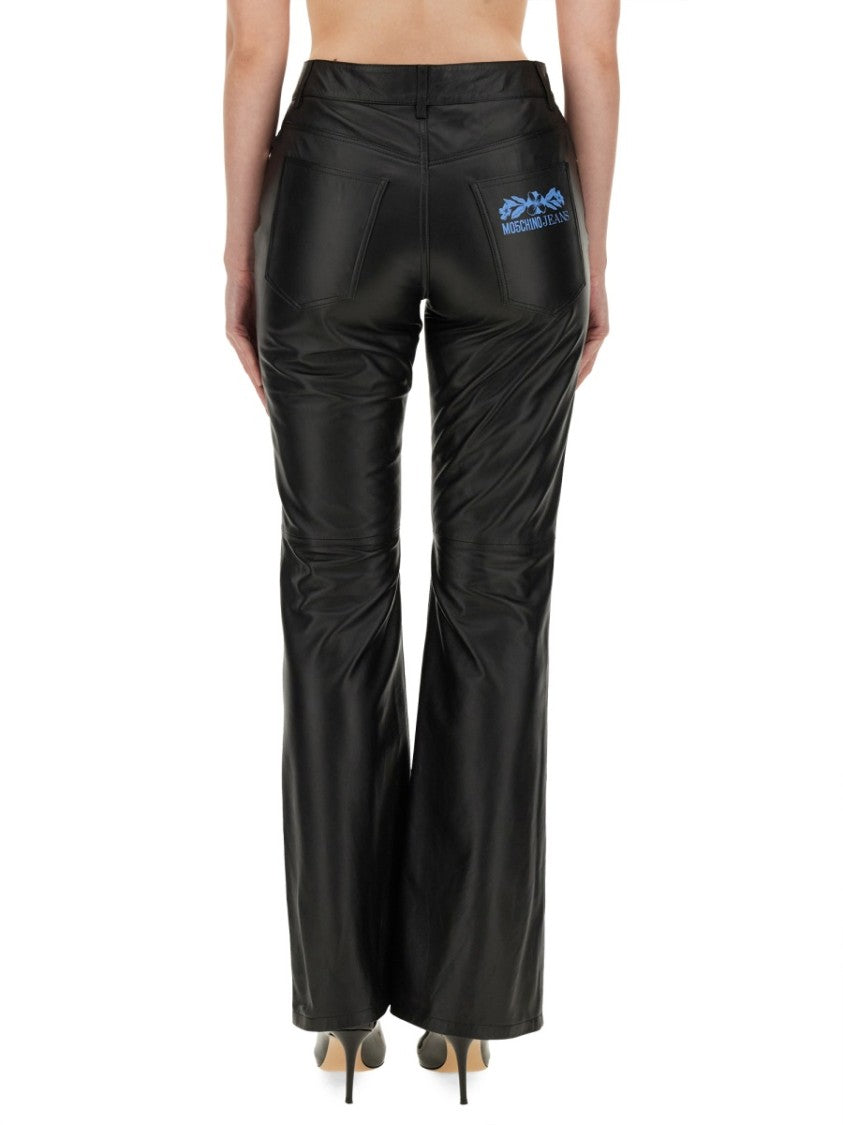 Black Flared Pants With High Waist And Detailing
