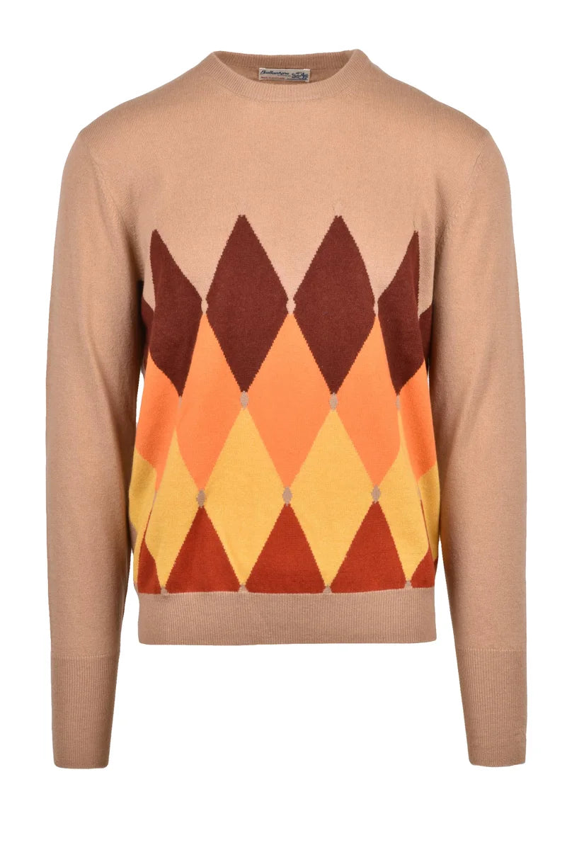 Crew Neck Pullover - Brown/Orange