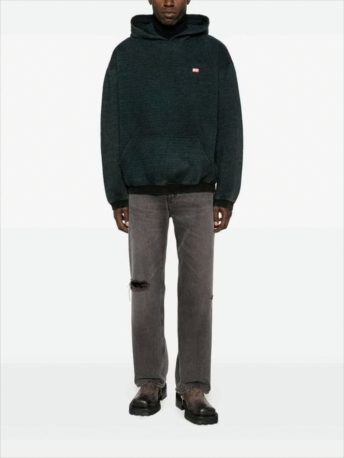 Relaxed-Fit Black Hoodie with Textured Fabric