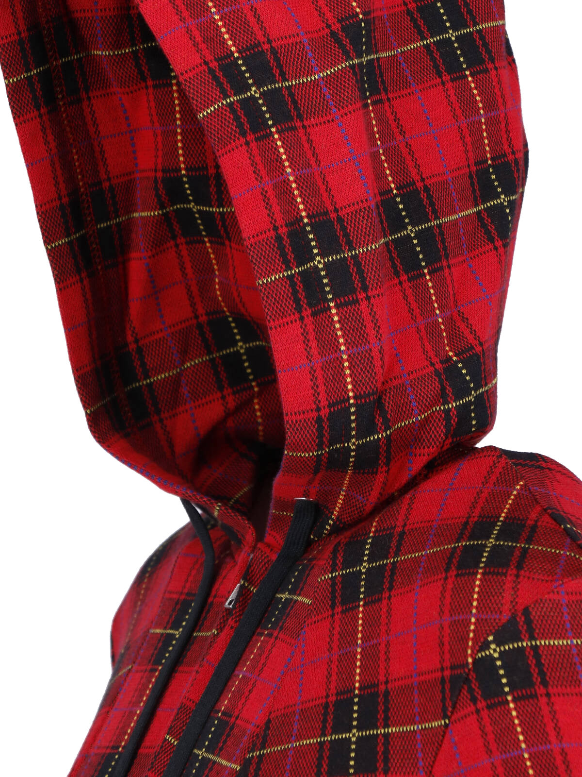 Red/Black Plaid Draped Hooded Dress
