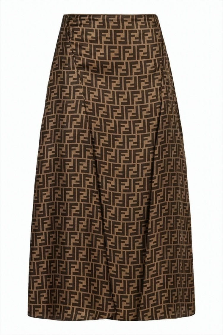 A-Line Midi Skirt with Geometric Pattern