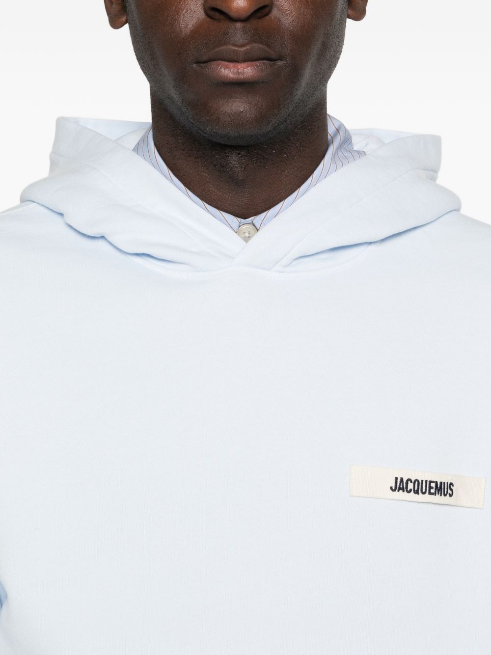 Light Blue Hoodie with Ribbed Trims