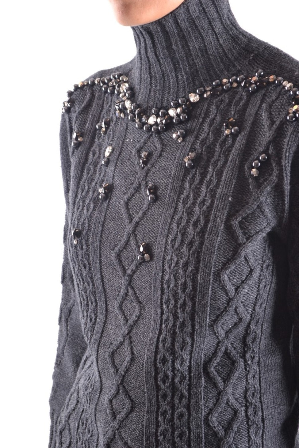 High Ribbed Turtleneck Sweater With Textured Knit