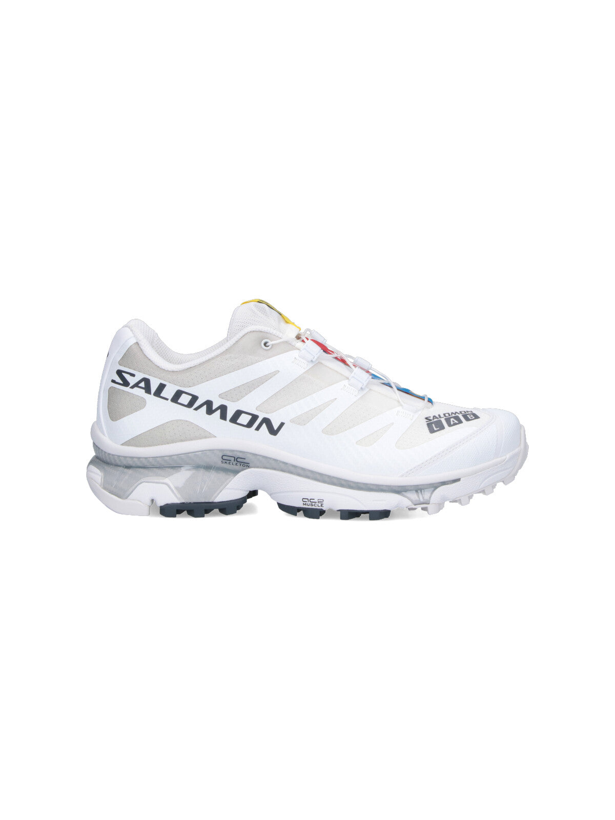 White Fabric Sneakers With Quicklace™ Closure And Grey Accents