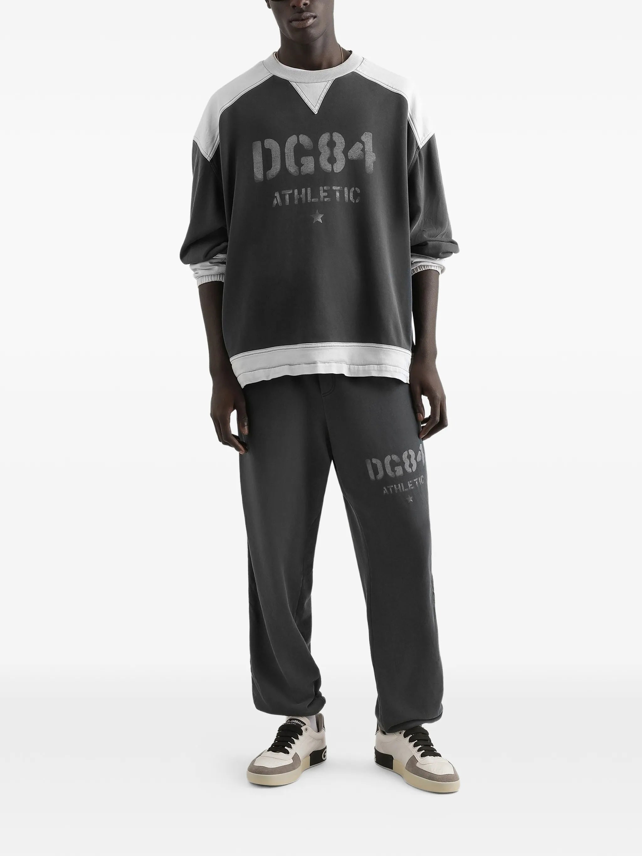 Black Relaxed-Fit Contrast Stripe Track Pants