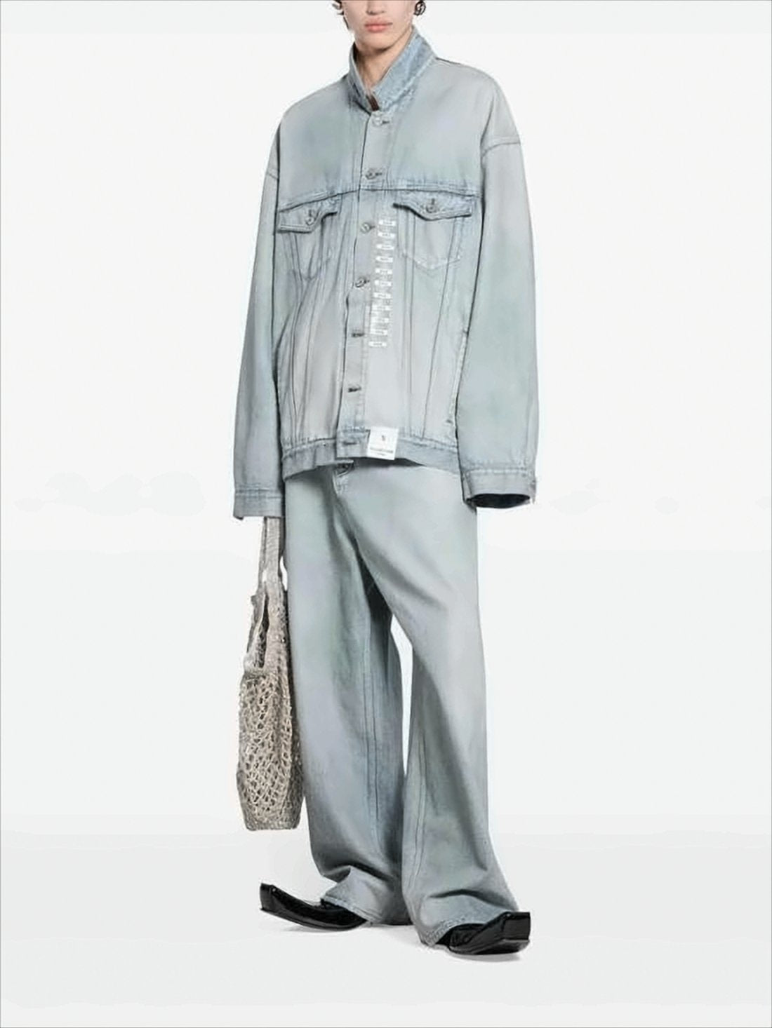 Light Washed Cotton Oversized Denim Jacket