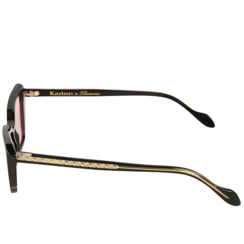 Butterfly Glamour-S Angular Black Sunglasses with Pink Tinted Lenses