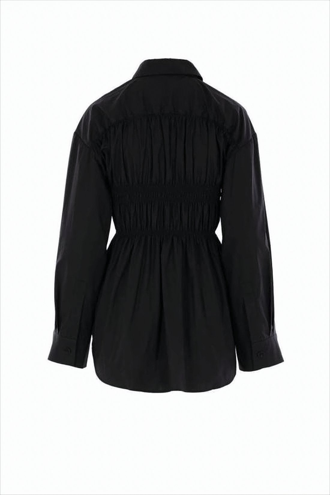 Ruched Waist Blouse with Classic Collar