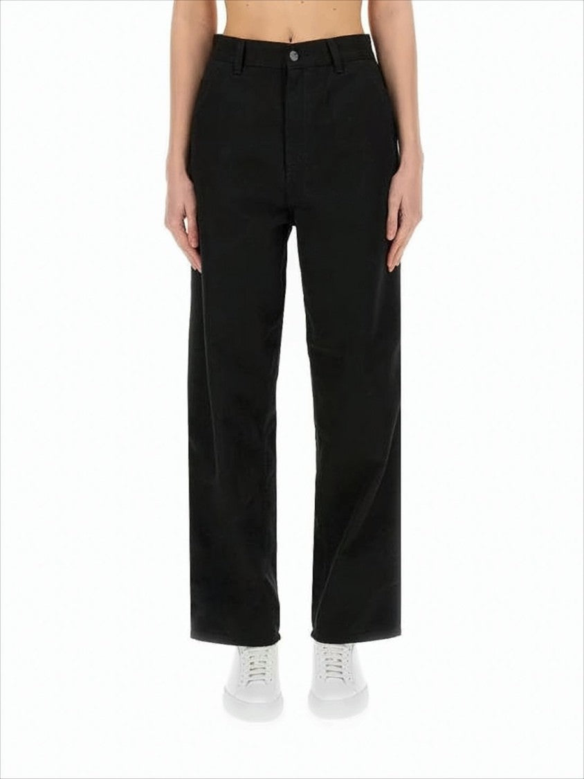 High-Waisted Black Straight-Leg Pants