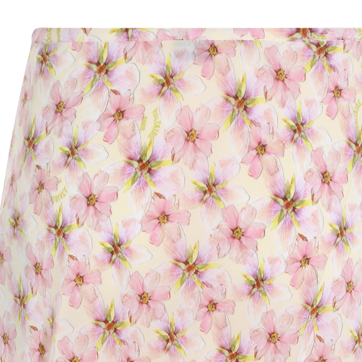 Midi-Length Floral Skirt with Translucent Fabric
