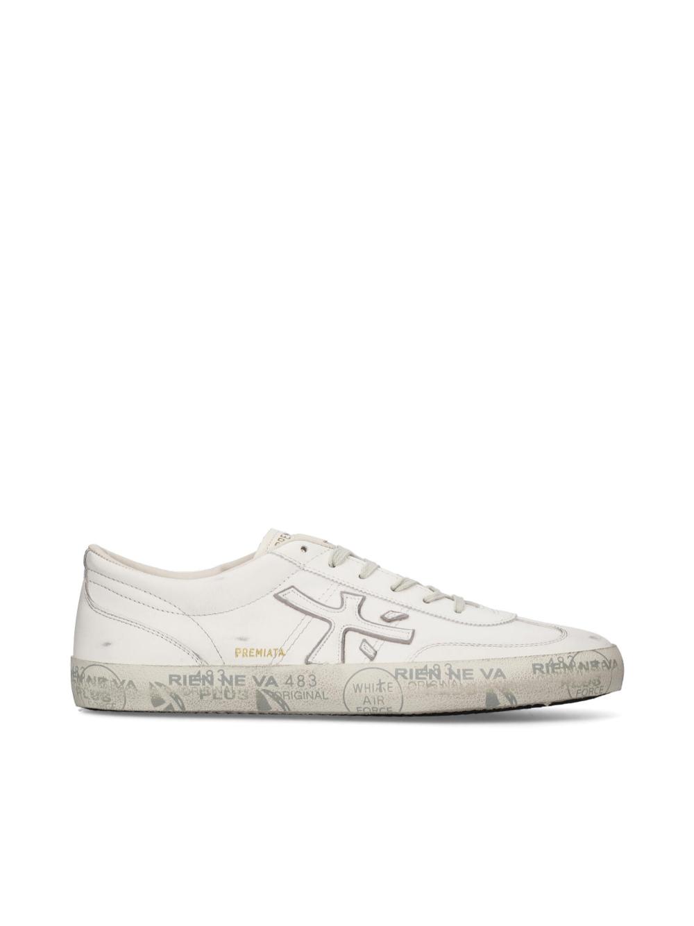 White Leather Lace-Up Sneakers