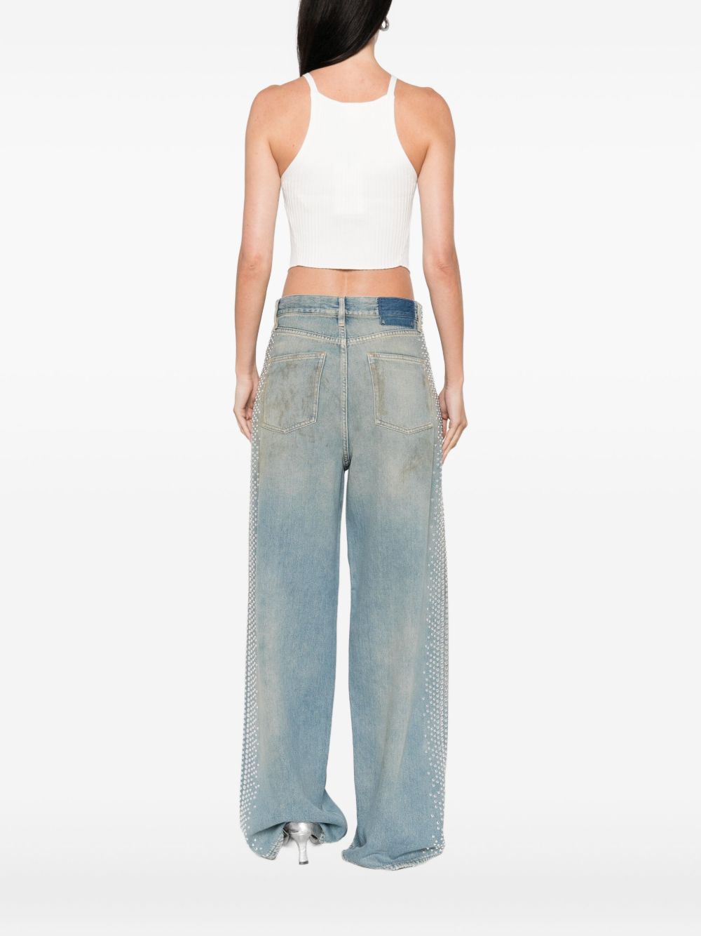 Ribbed Halterneck Top with Straight Hemline