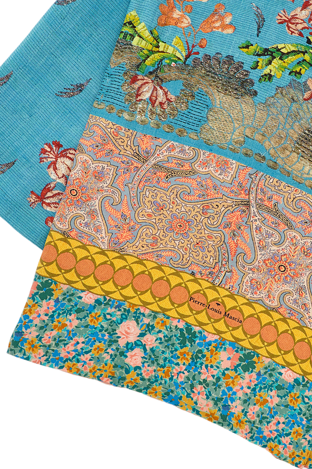 Turquoise Silk Scarf With Paisley Design