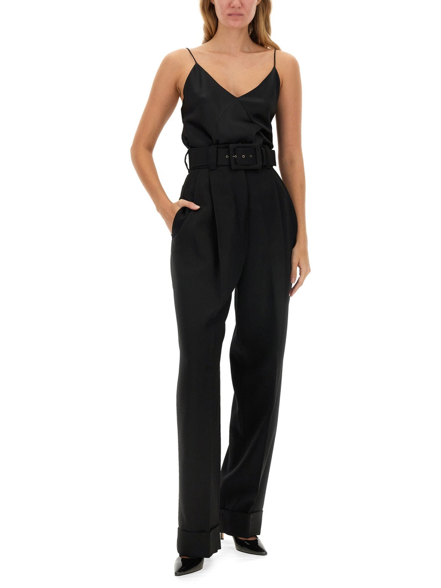 Tailored Virgin Wool Pants with Straight Leg Silhouette