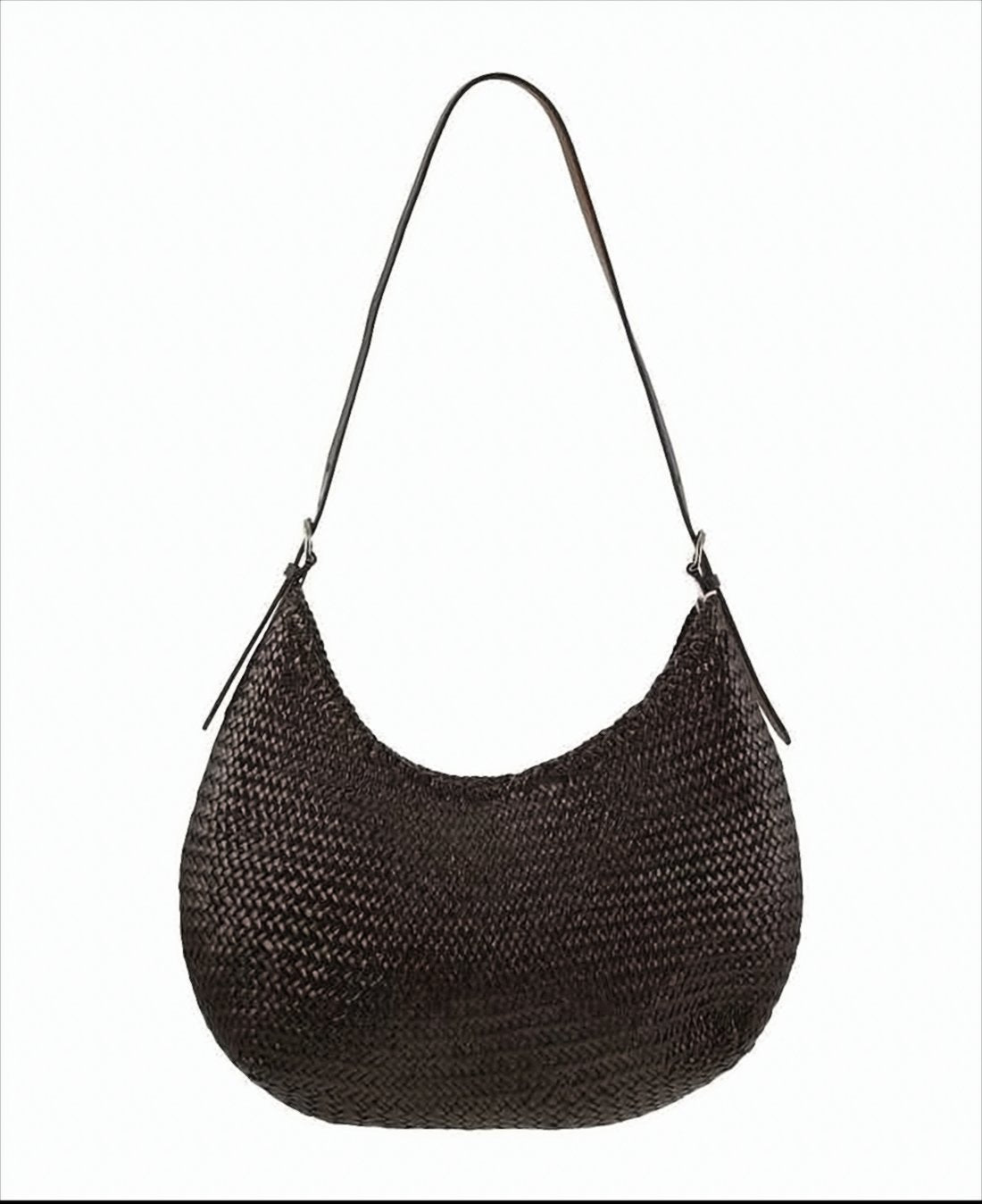 Crescent-Shaped Woven Buffalo Leather Shoulder Bag