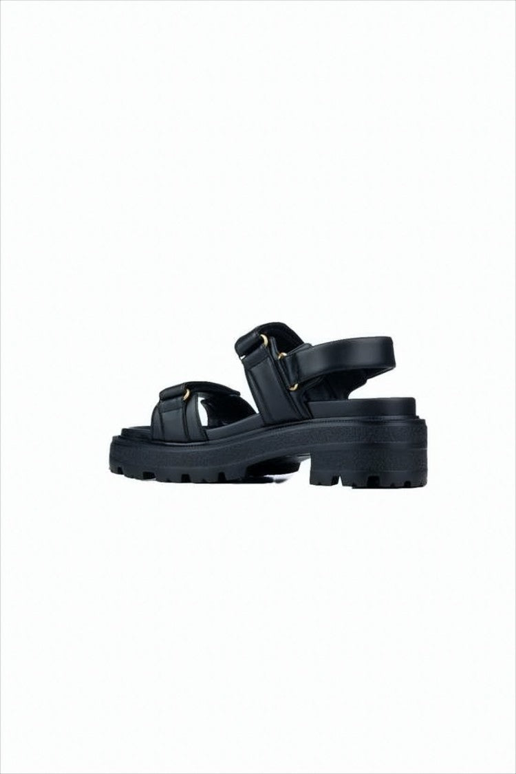 Sole Black Sandals with Adjustable Ankle Strap