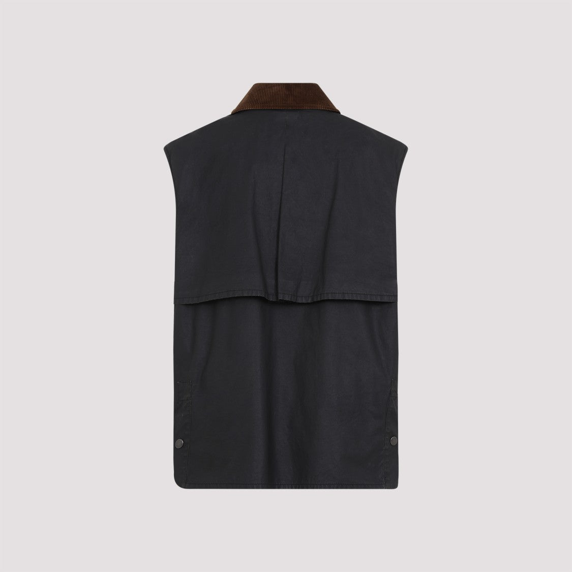 Relaxed-Fit Black Cotton Jacket With Brown Corduroy Collar