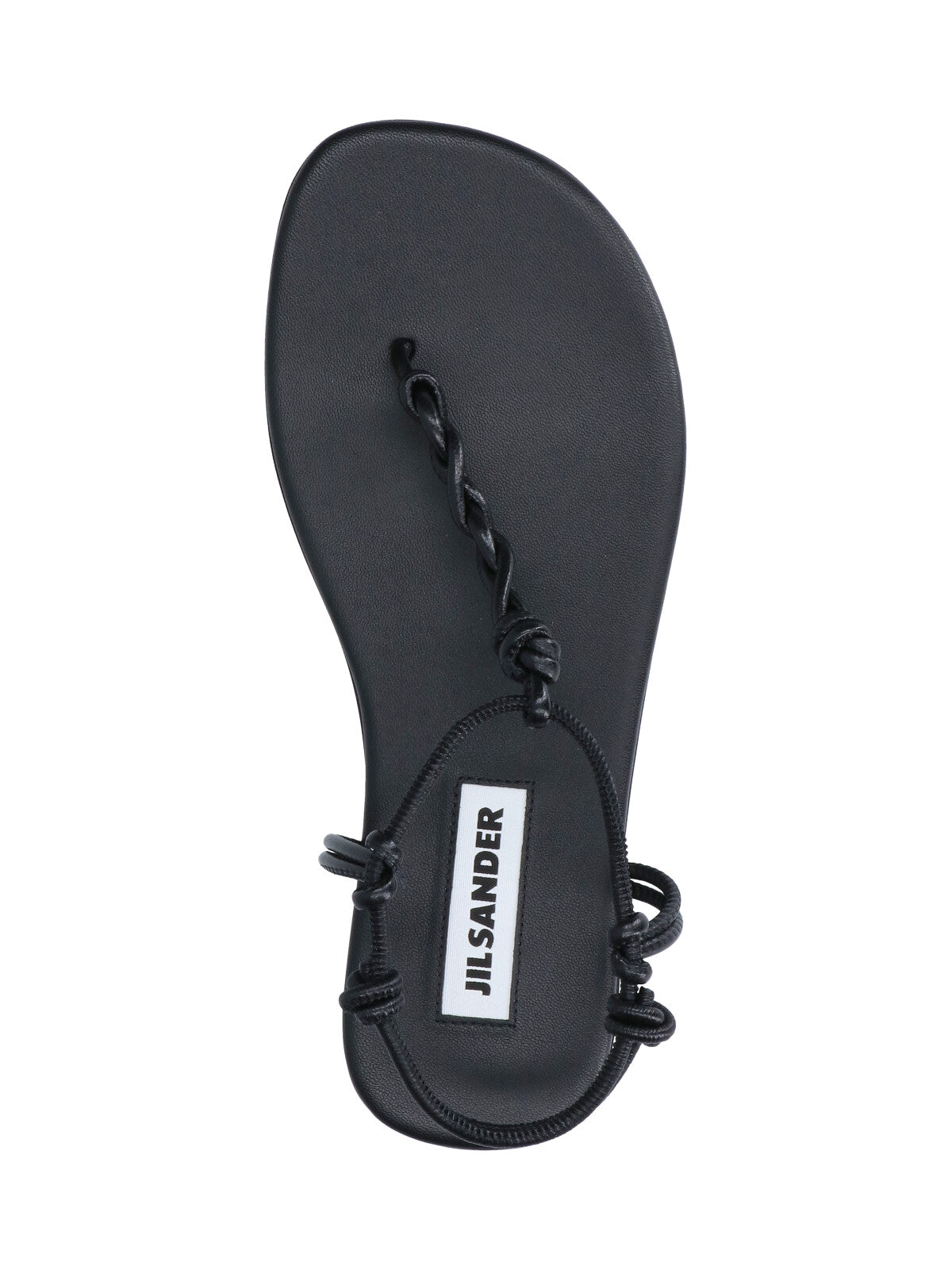 Black Tangle Minimalist Leather Thong Sandals