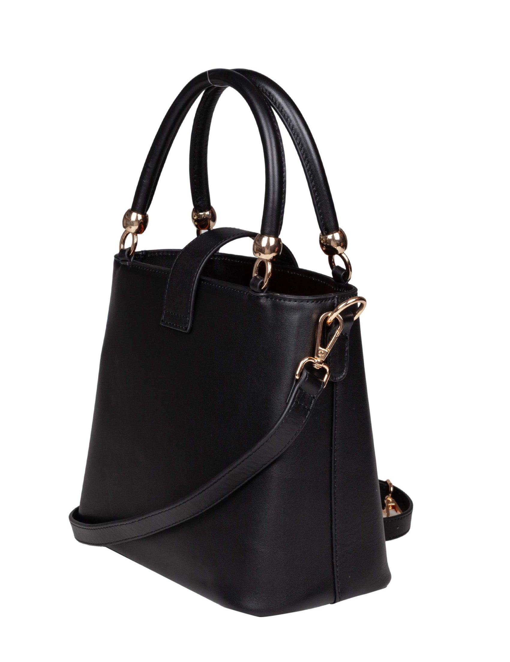 Agape Leather Handbag, Black