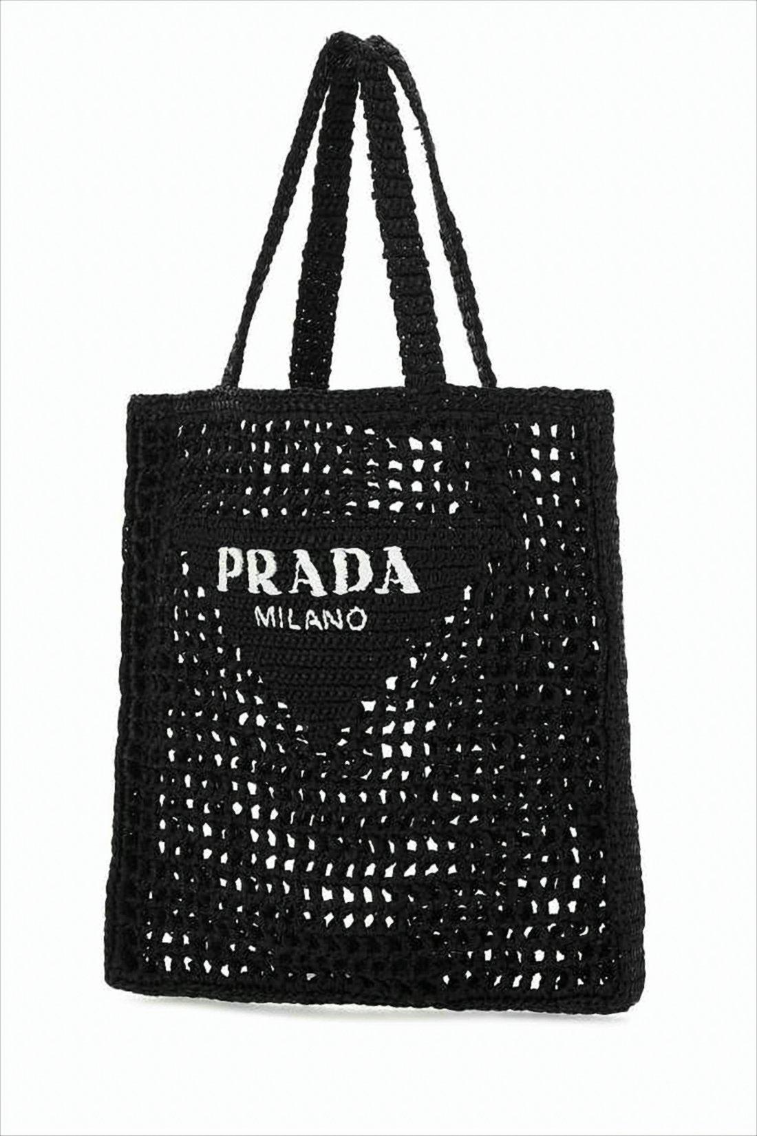 Black Woven Raffia Shoulder Bag