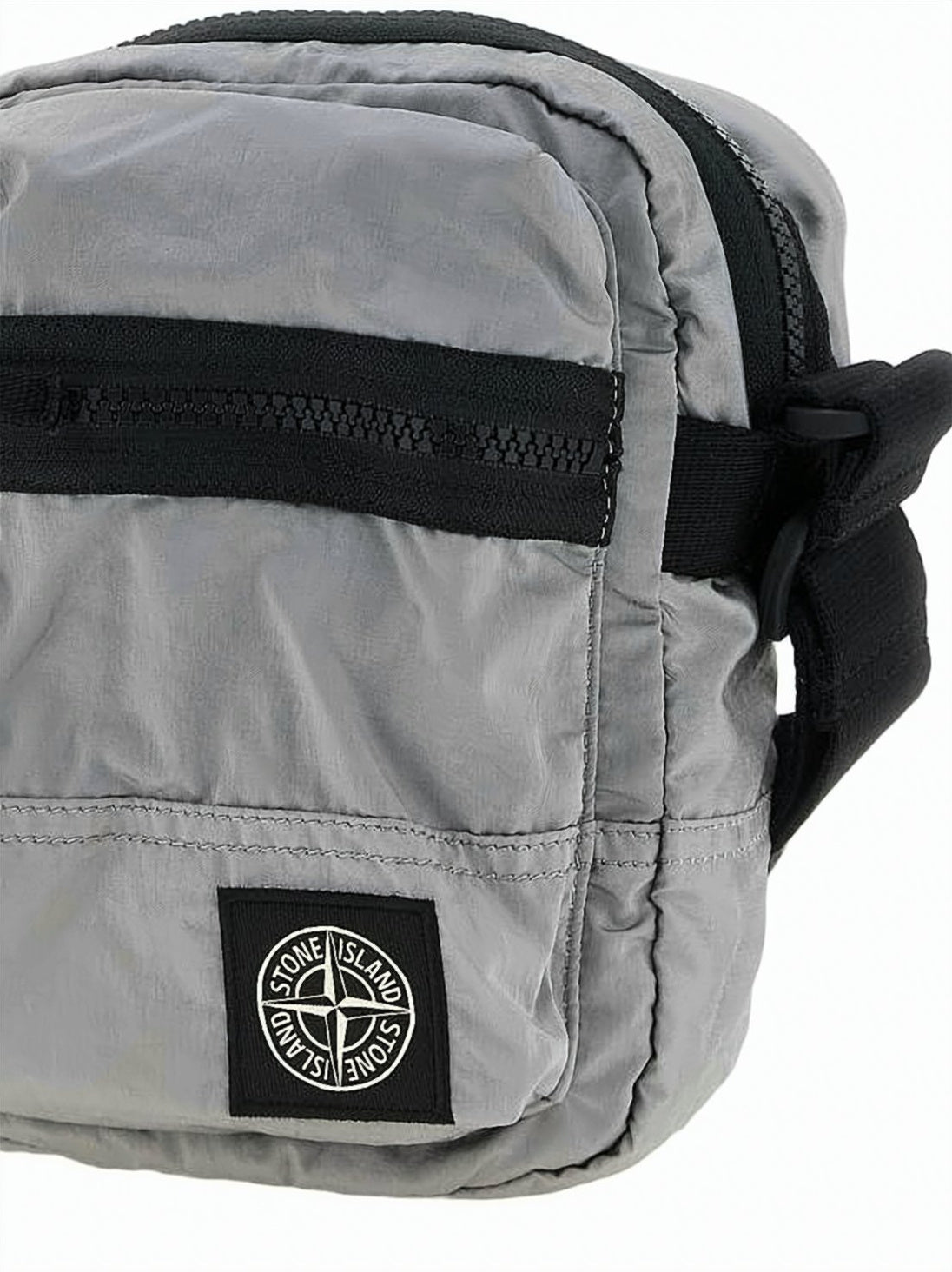Compact Grey Nylon Crossbody Bag