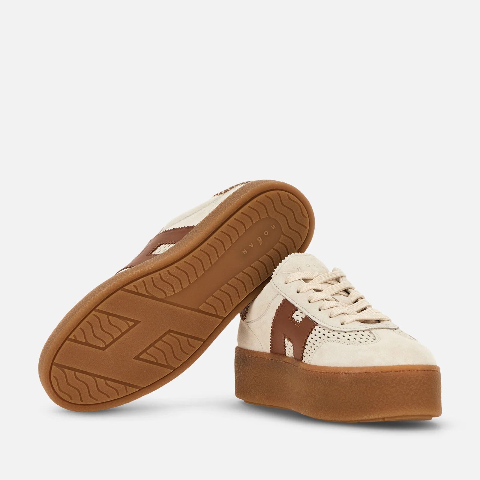 Beige Brown Cool H698 Allacciato H Perforated Sneakers