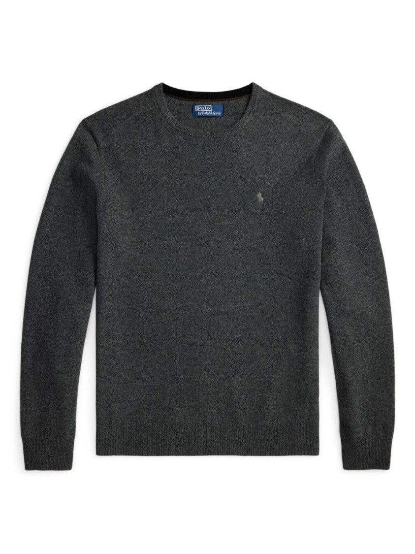 Tailored Gray Wool Crew Neck Sweater