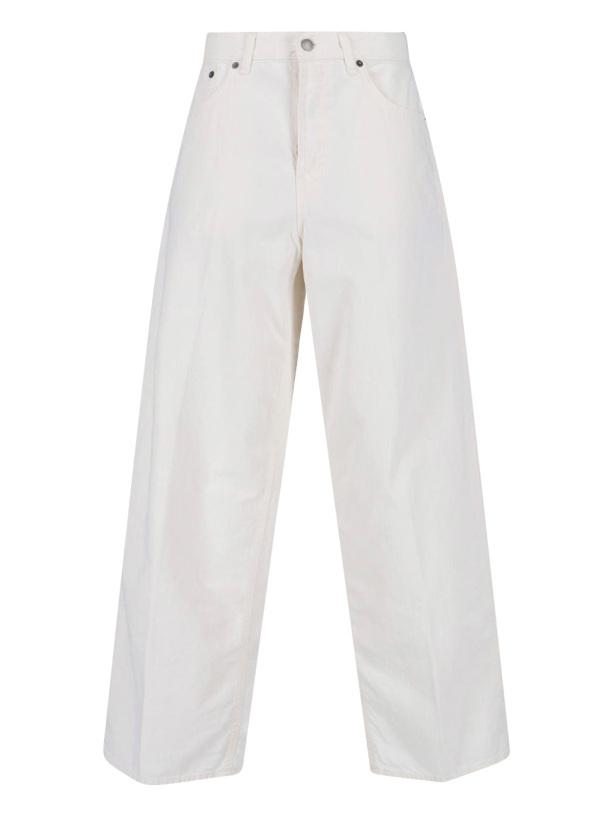 Wide-Leg White Denim Jeans With Five-Pocket Design