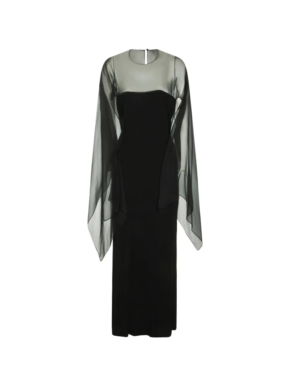 Fitted Midi Dress with Sheer Long Sleeves and Ethereal Back Detail